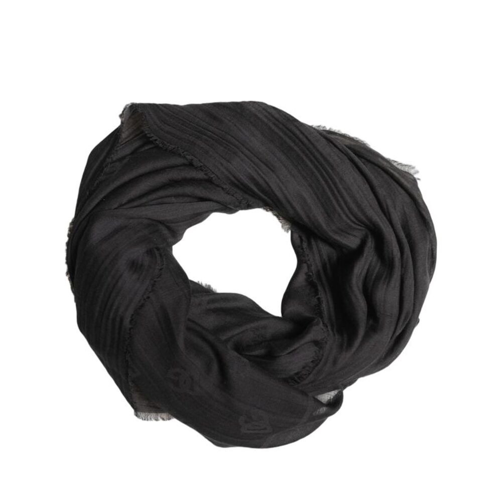 Dolce & Gabbana Black Silk Wool Fringed Men Lace Stole Men's Scarf